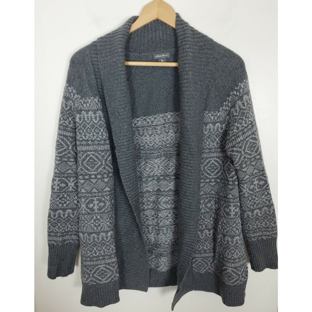 Eddie Bauer Medium M Grey Open Cardigan Women's Winter Sweater